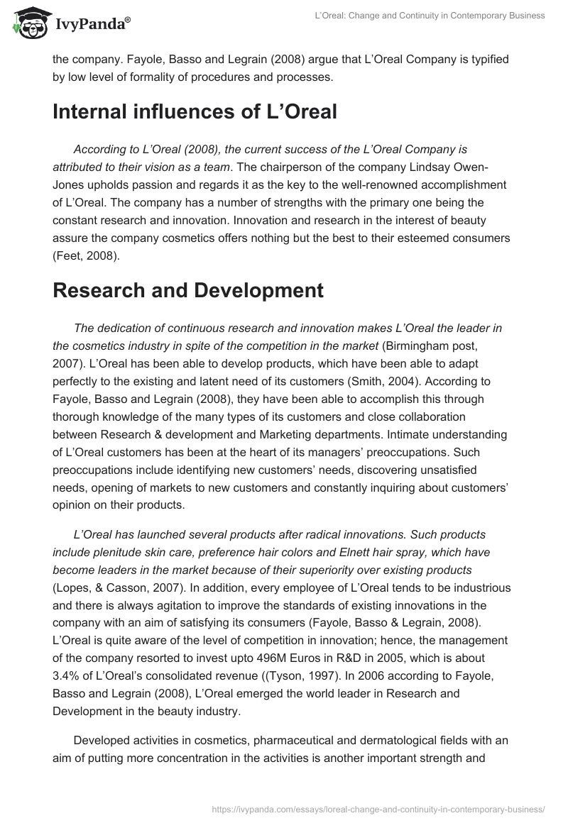 L’Oreal: Change and Continuity in Contemporary Business. Page 3