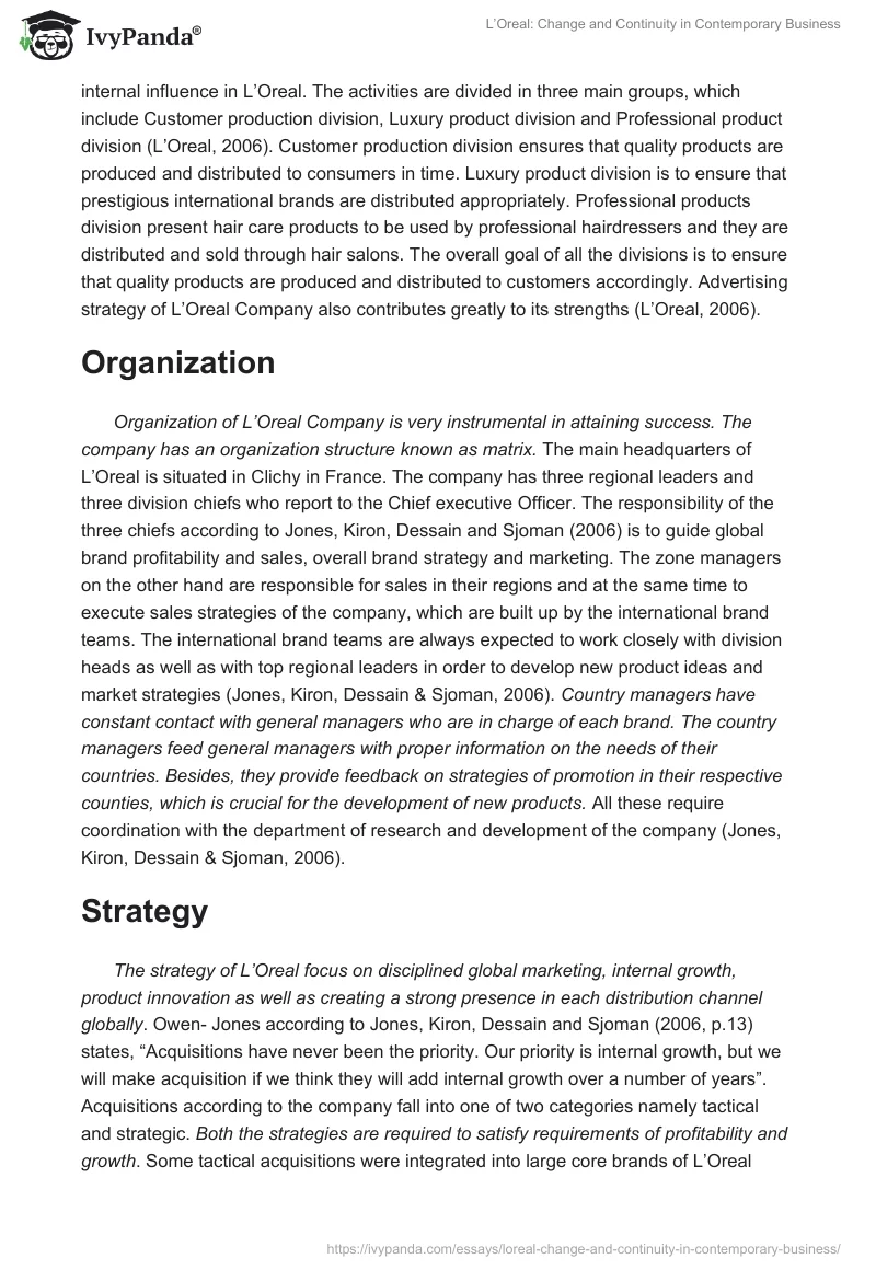 L’Oreal: Change and Continuity in Contemporary Business. Page 4