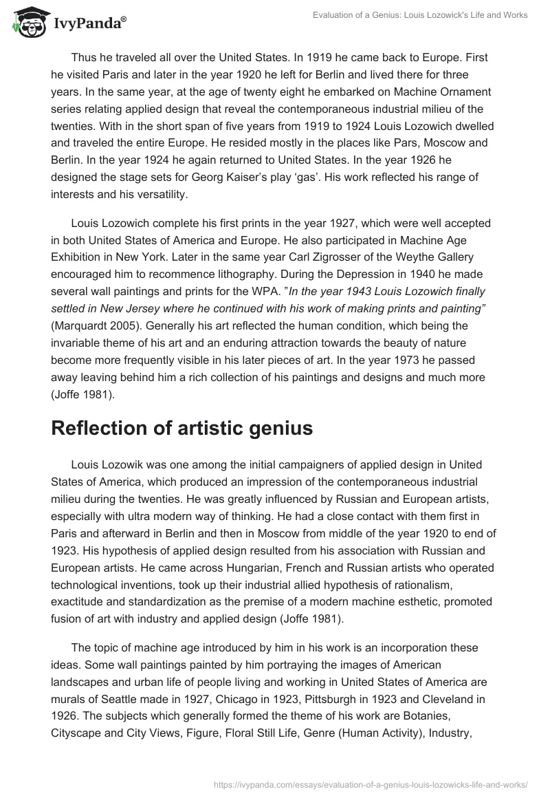 Evaluation of a Genius: Louis Lozowick's Life and Works. Page 2