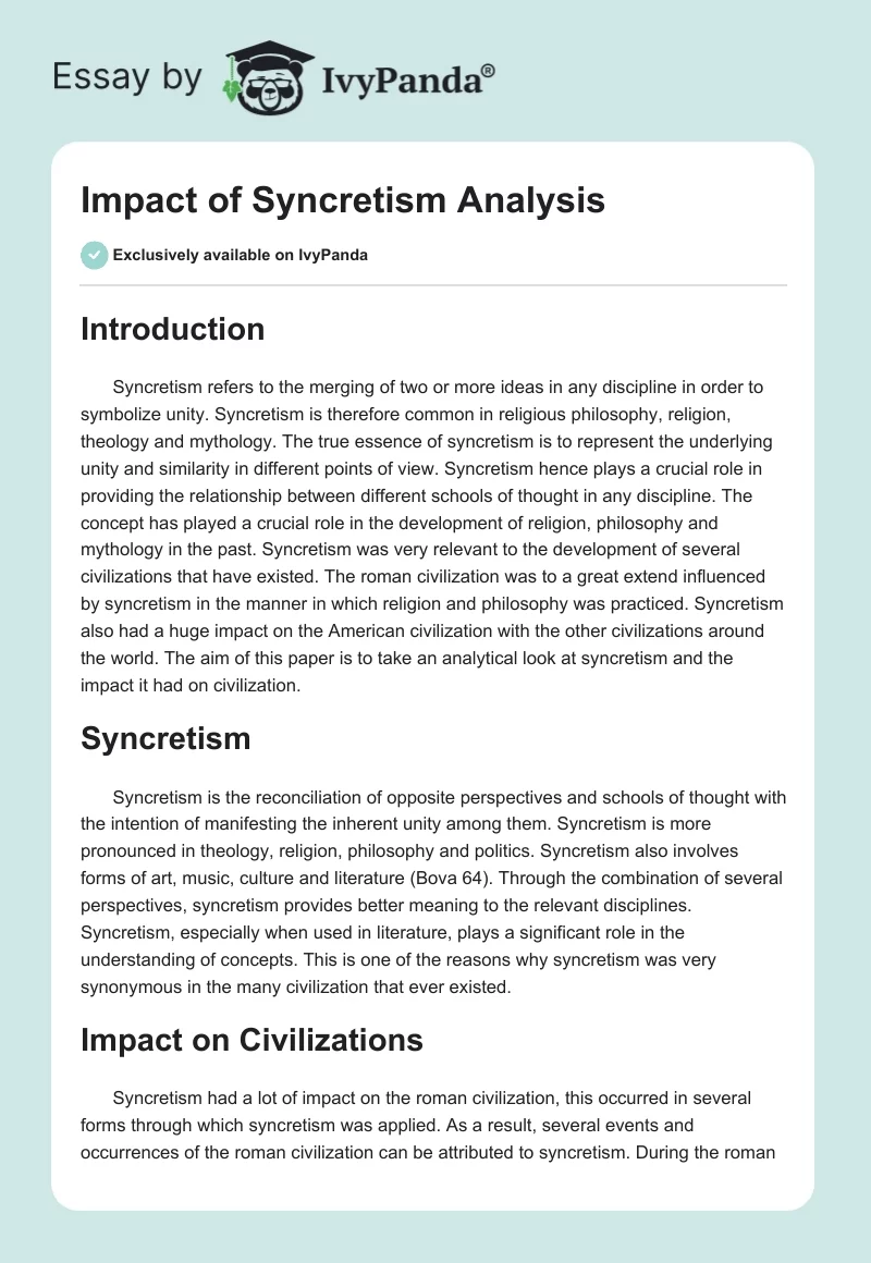 Impact of Syncretism Analysis. Page 1