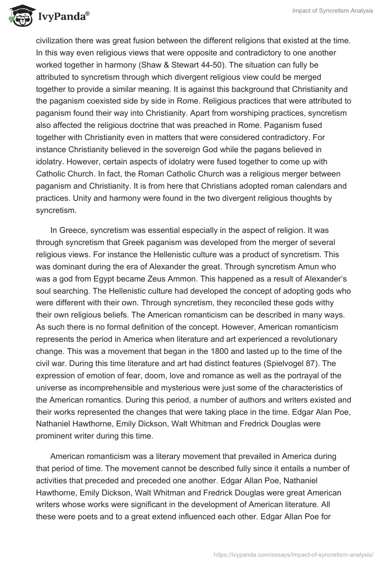 Impact of Syncretism Analysis. Page 2