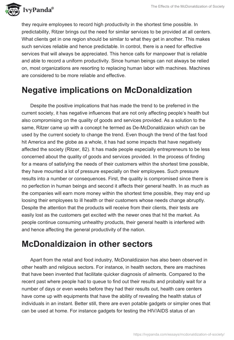The Effects of the McDonaldization of Society. Page 2