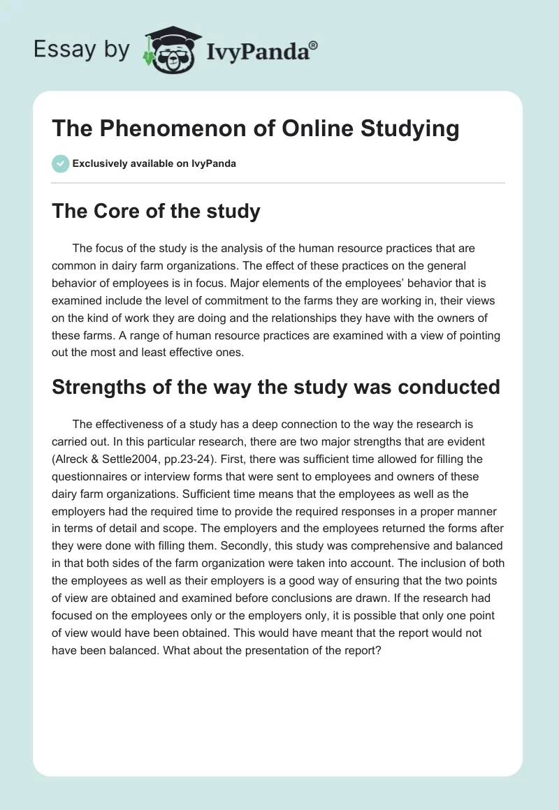 The Phenomenon of Online Studying. Page 1