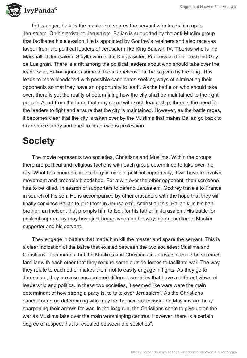 "Kingdom of Heaven" Film Analysis. Page 2