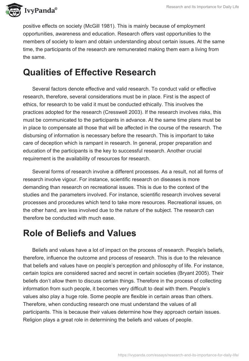 Research and Its Importance for Daily Life. Page 2