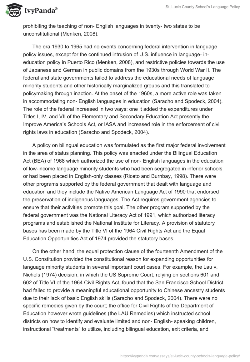 St. Lucie County School's Language Policy. Page 4