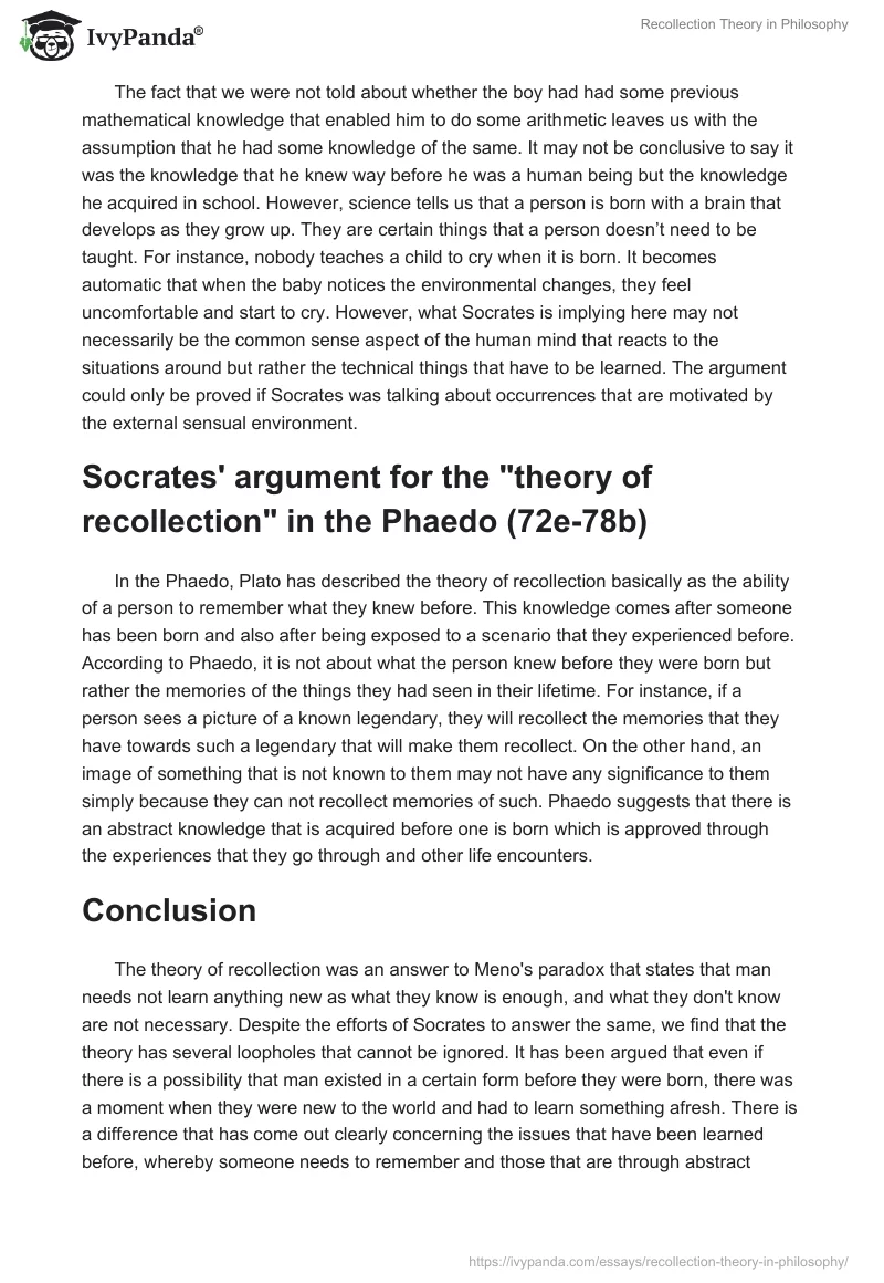 Recollection Theory in Philosophy. Page 2