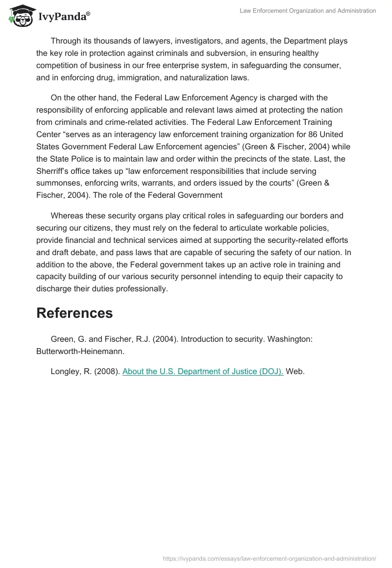Law Enforcement Organization and Administration. Page 2