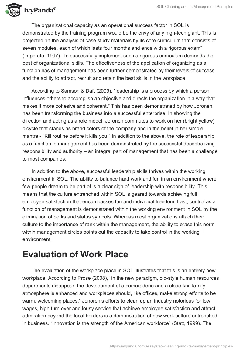SOL Cleaning and Its Management Principles. Page 2