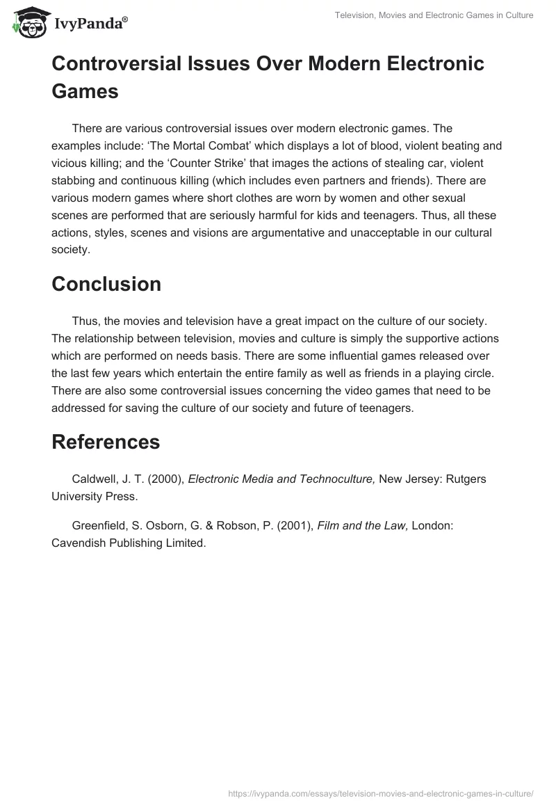 Television, Movies and Electronic Games in Culture. Page 3
