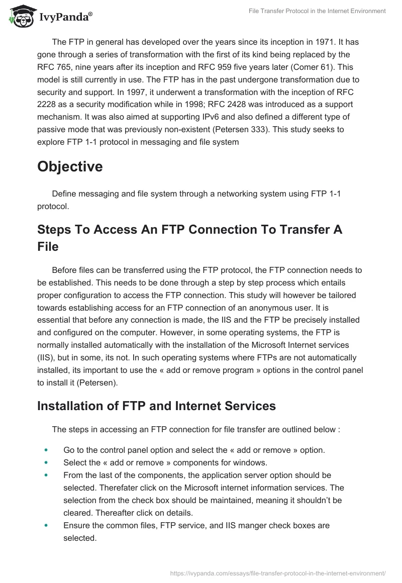 File Transfer Protocol in the Internet Environment. Page 2