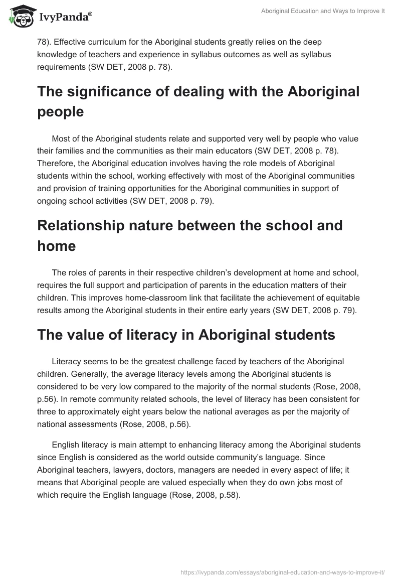 Aboriginal Education and Ways to Improve It. Page 3