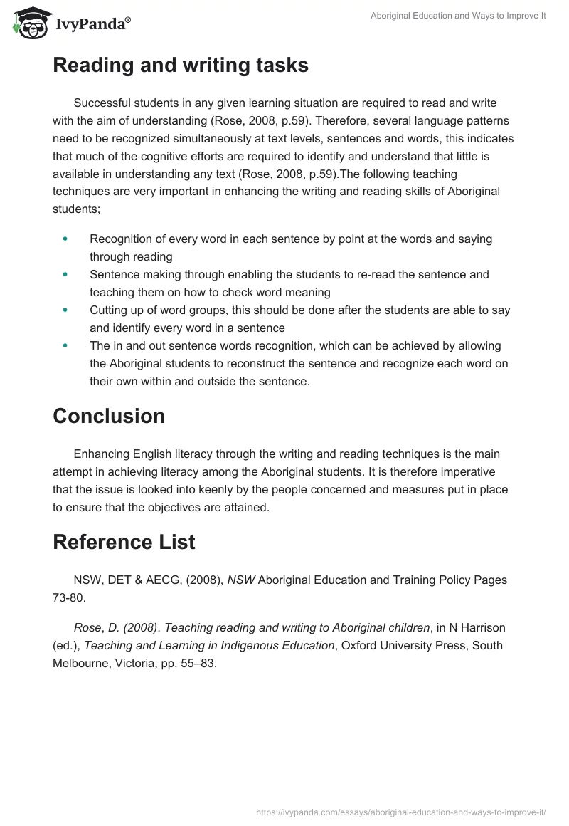 Aboriginal Education and Ways to Improve It. Page 4