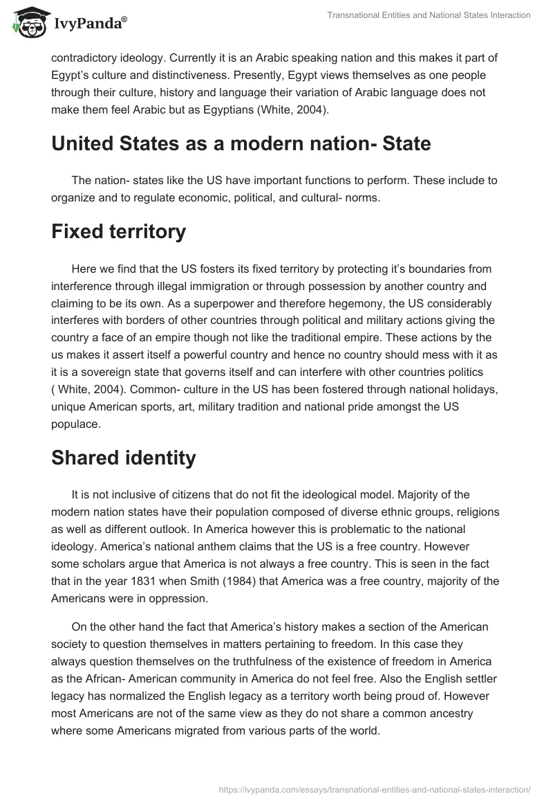 Transnational Entities and National States Interaction. Page 3