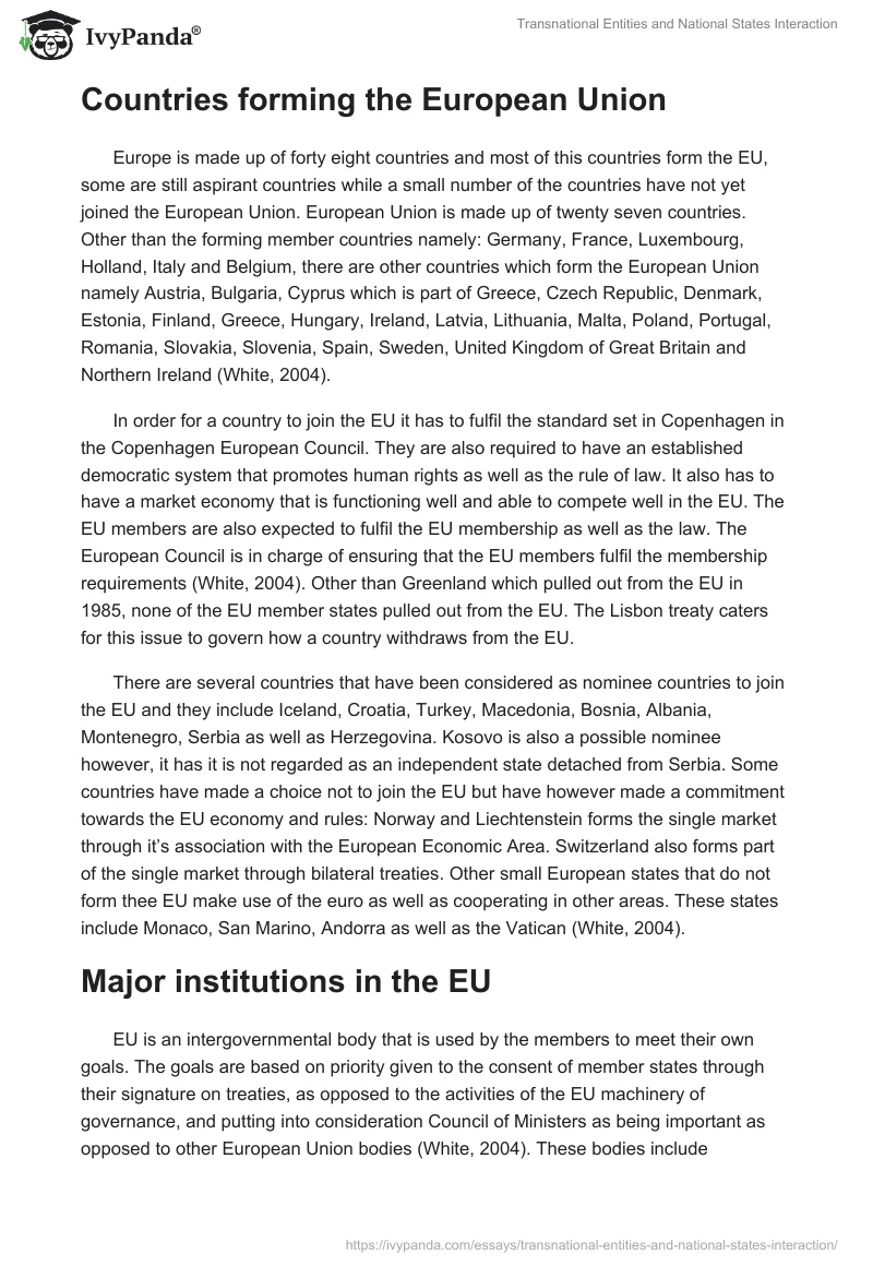 Transnational Entities and National States Interaction. Page 5
