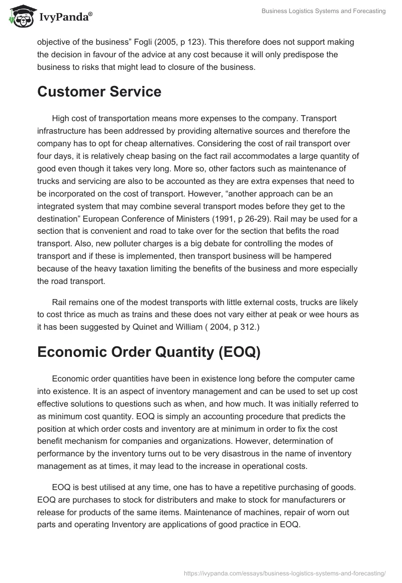 Business Logistics Systems and Forecasting. Page 3