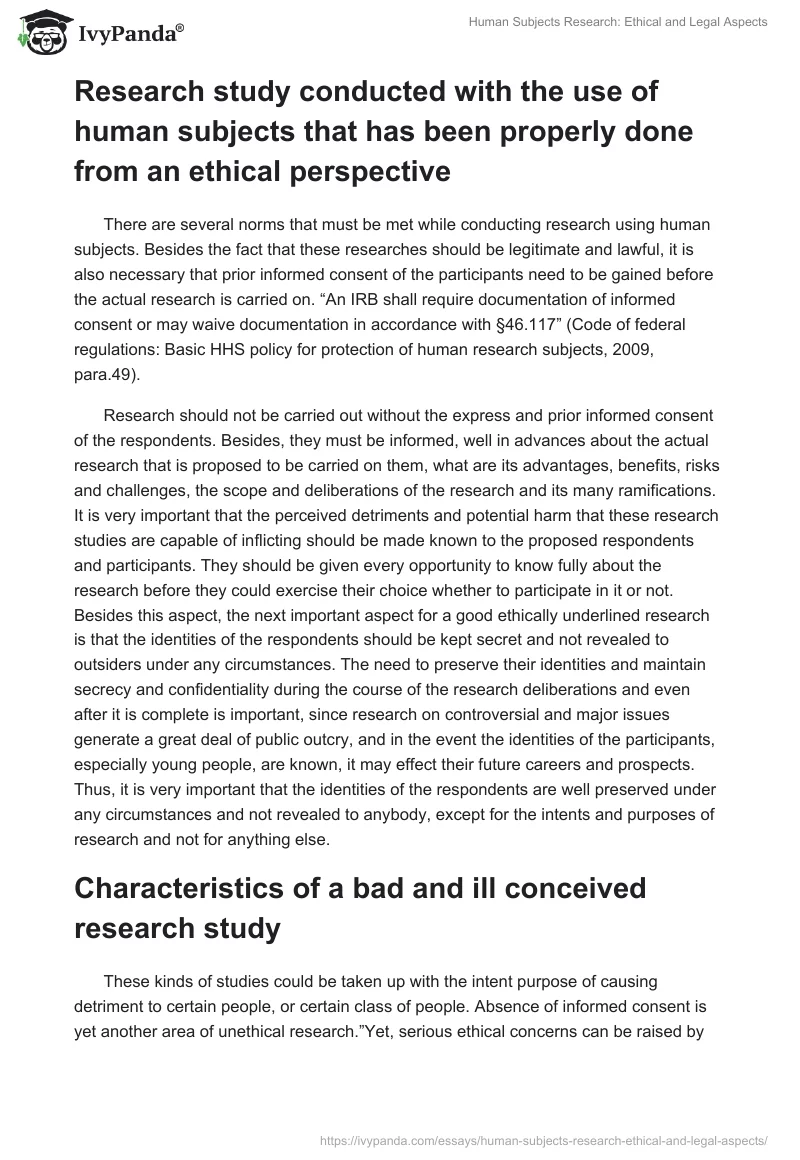 Human Subjects Research: Ethical and Legal Aspects. Page 2