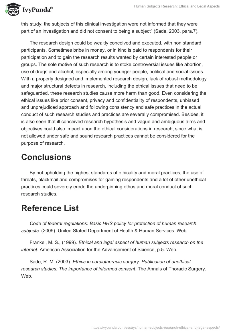 Human Subjects Research: Ethical and Legal Aspects. Page 3