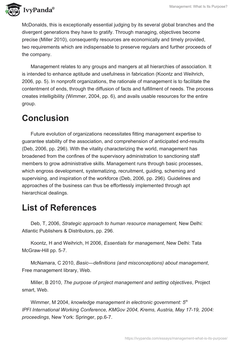 Management: What Is Its Purpose?. Page 2