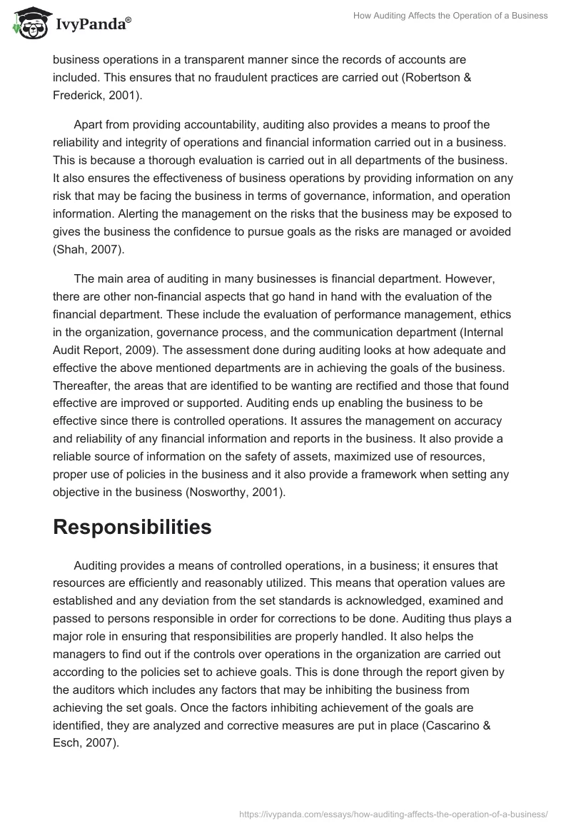 How Auditing Affects the Operation of a Business. Page 2