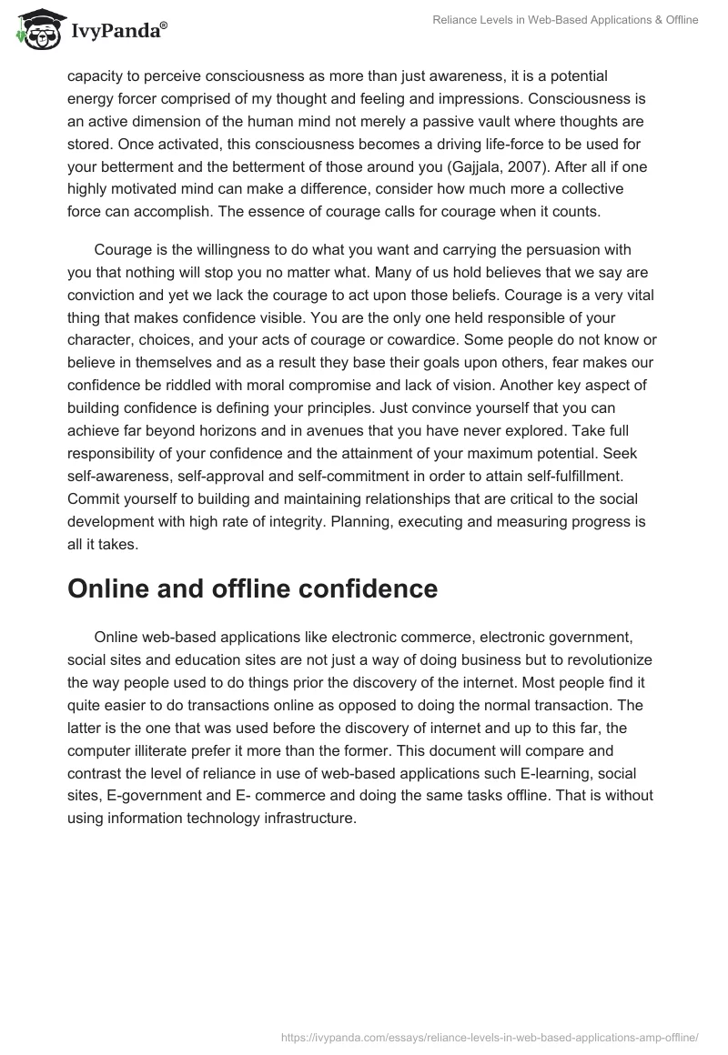 Reliance Levels in Web-Based Applications & Offline. Page 3