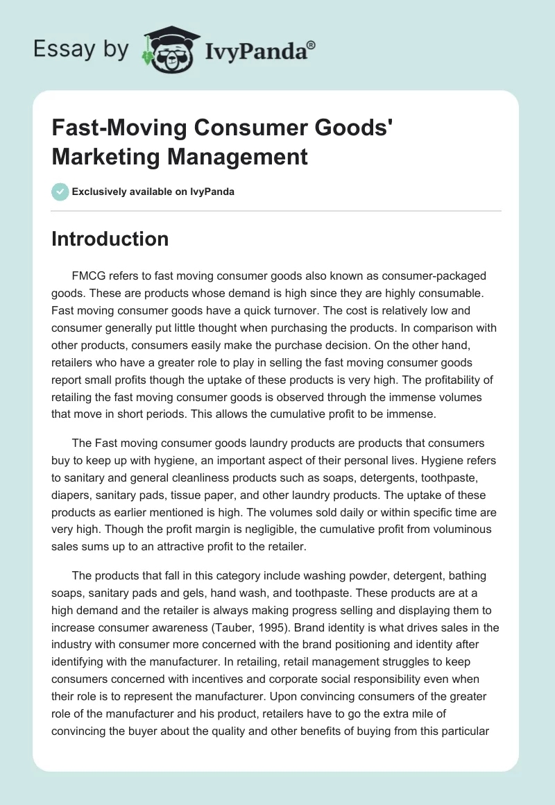Fast-Moving Consumer Goods' Marketing Management. Page 1
