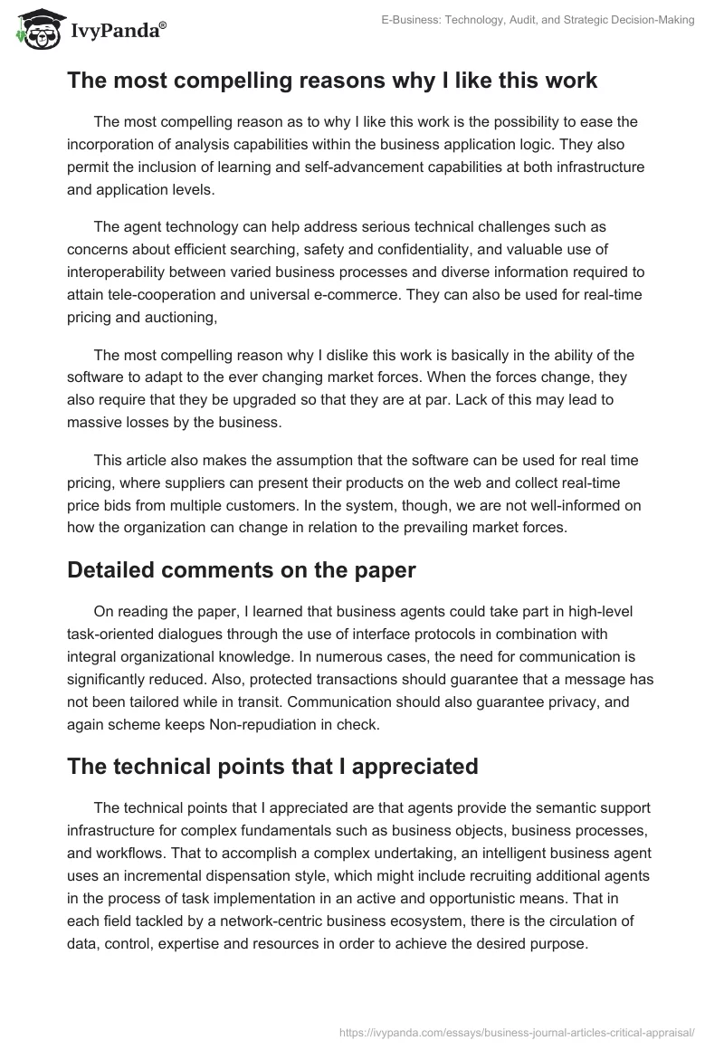 E-Business: Technology, Audit, and Strategic Decision-Making. Page 2