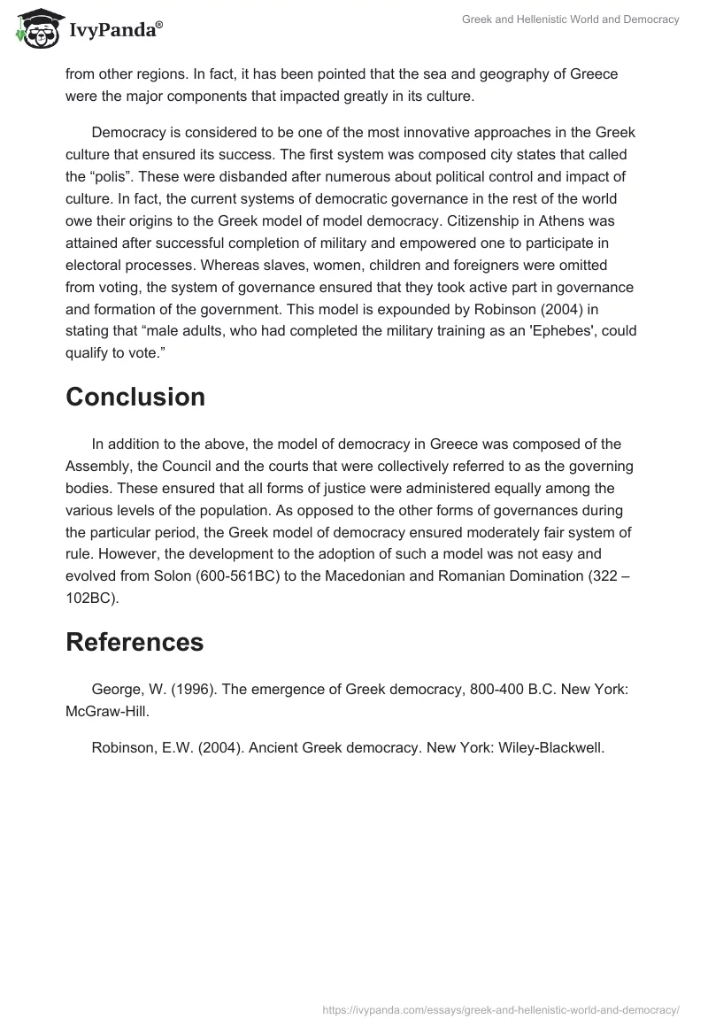 Greek and Hellenistic World and Democracy. Page 2