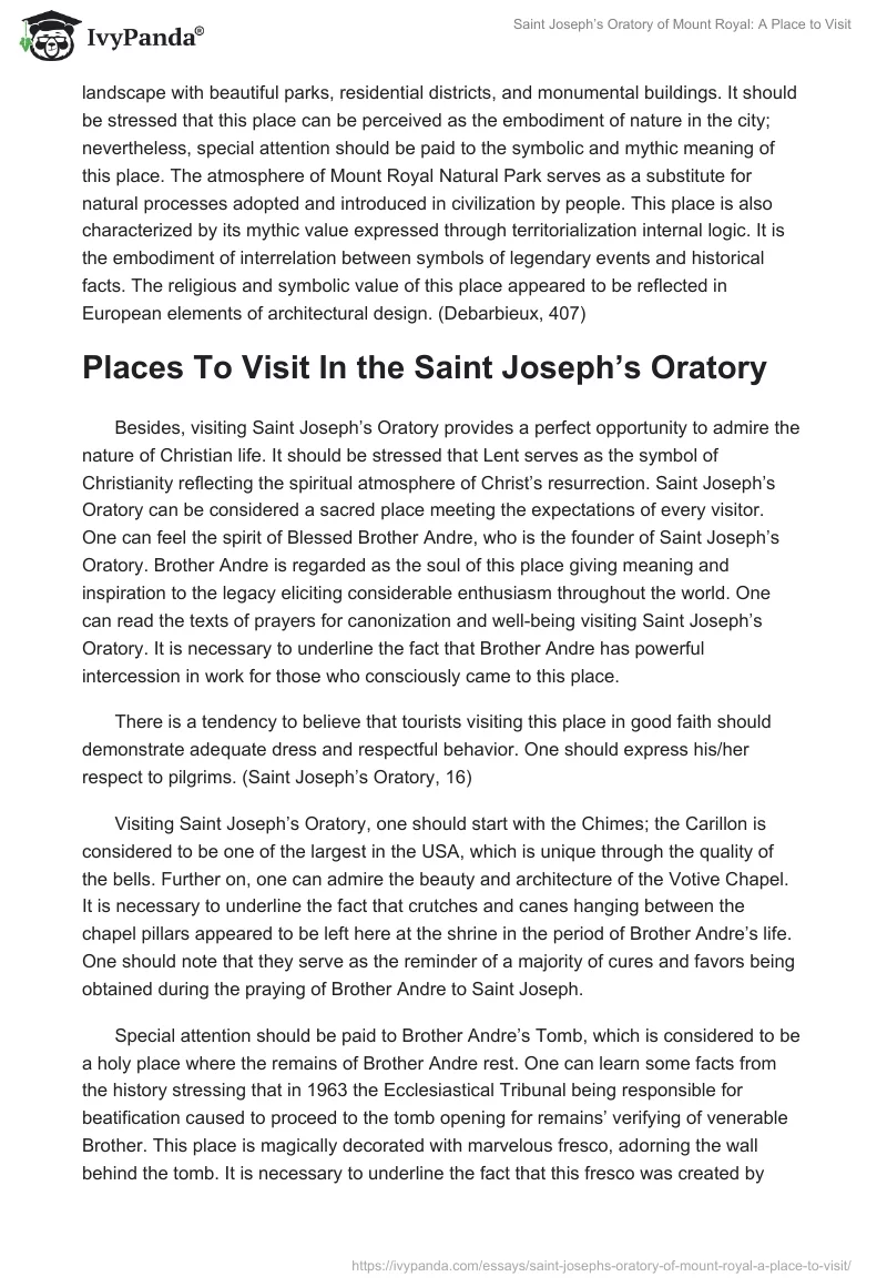 Saint Joseph’s Oratory of Mount Royal: A Place to Visit. Page 2