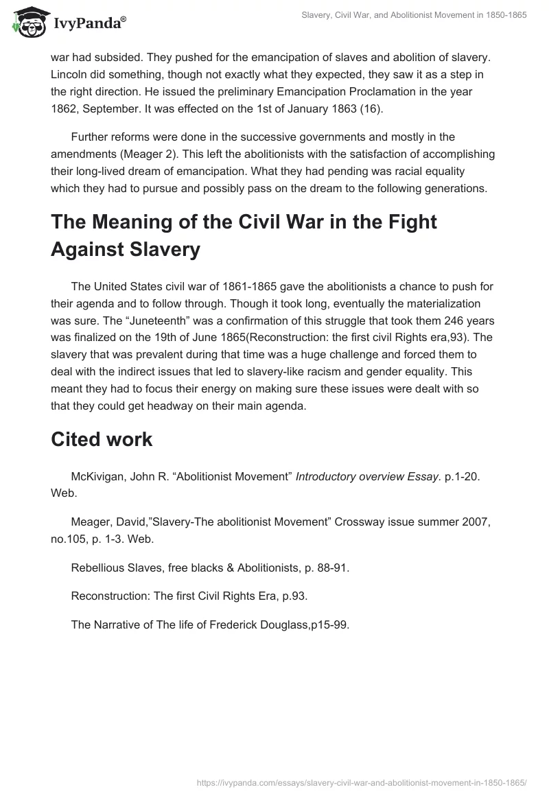 Slavery, Civil War, and Abolitionist Movement in 1850-1865. Page 3