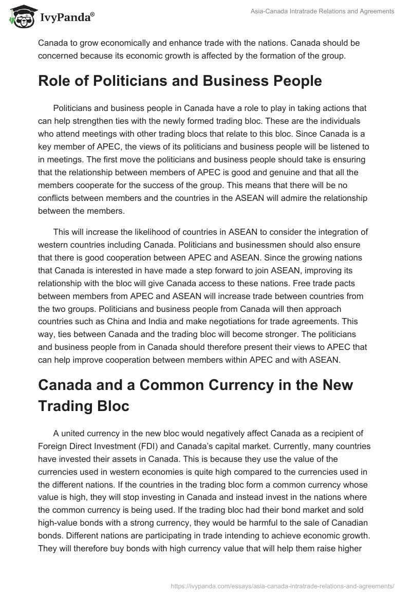 Asia-Canada Intratrade Relations and Agreements. Page 2