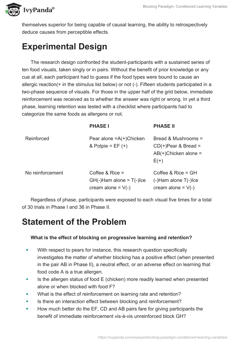 Blocking Paradigm. Conditioned Learning Variables. Page 3