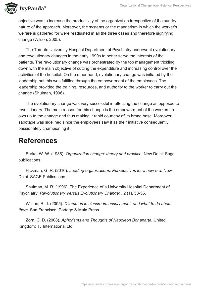 Organizational Change From Historical Perspectives. Page 2