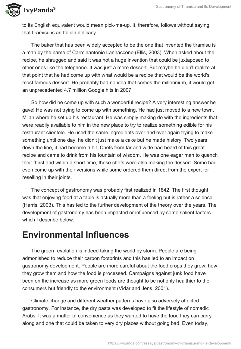 Gastronomy of Tiramisu and Its Development. Page 2