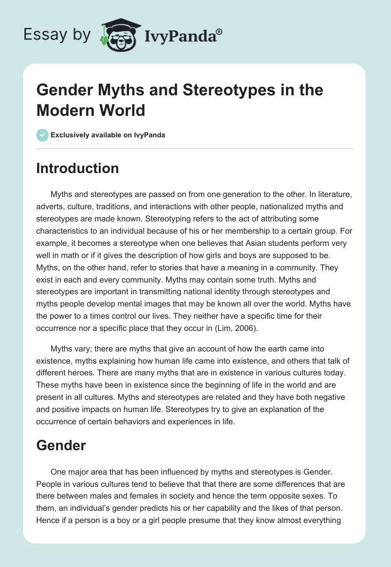 Gender Myths and Stereotypes in the Modern World. Page 1