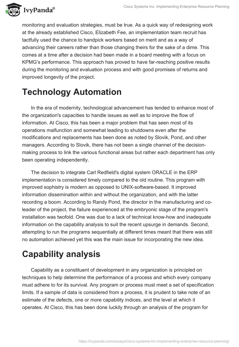Cisco Systems Inc. Implementing Enterprise Resource Planning. Page 2