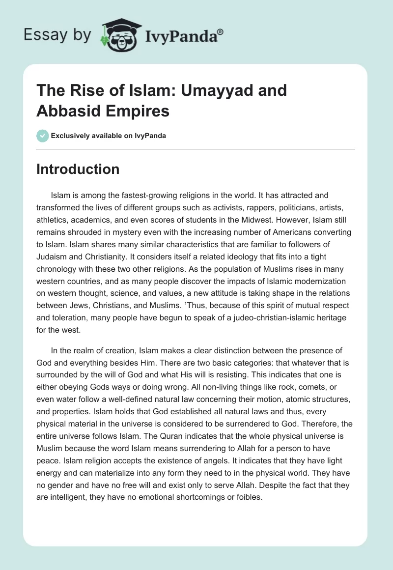 The Rise of Islam: Umayyad and Abbasid Empires. Page 1