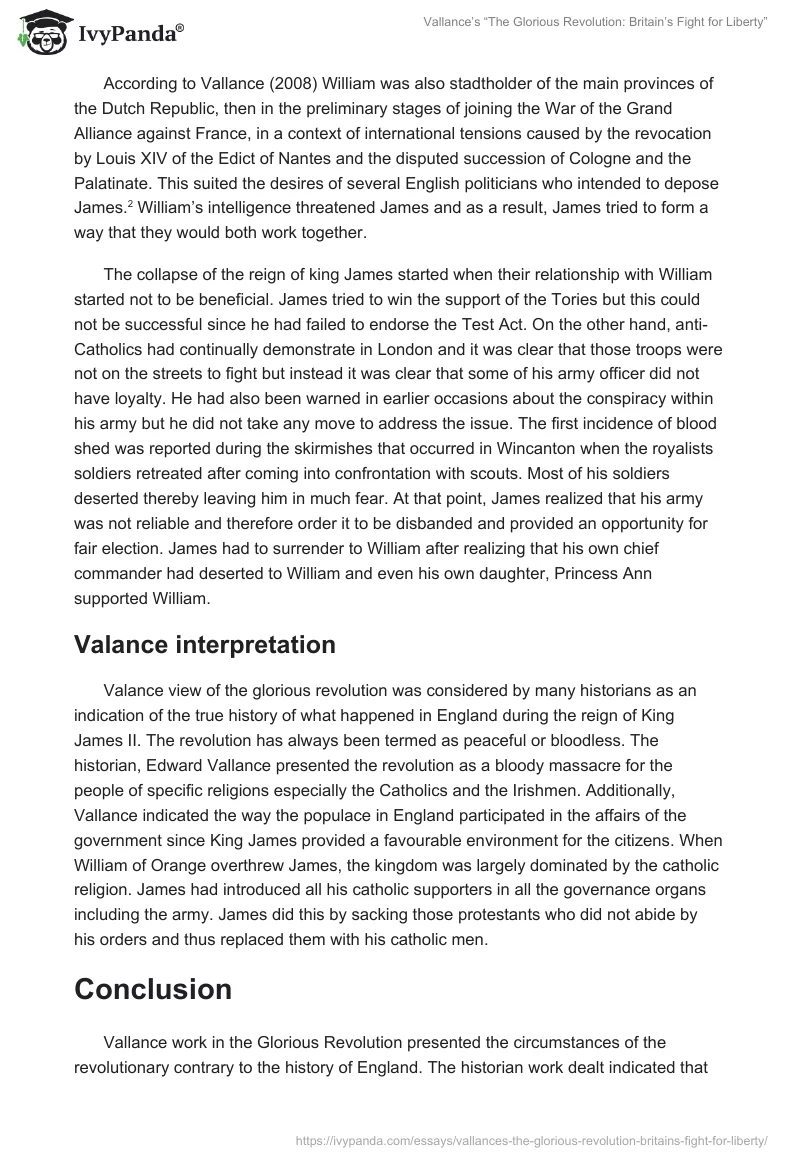 Vallance’s “The Glorious Revolution: Britain’s Fight for Liberty”. Page 3