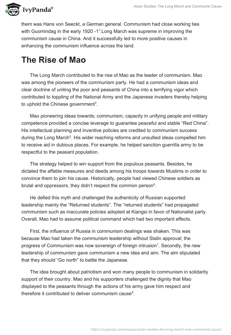 Asian Studies: The Long March and Communist Cause. Page 2