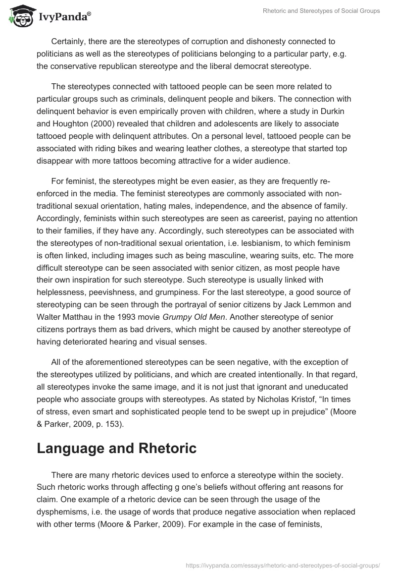 Rhetoric and Stereotypes of Social Groups. Page 2
