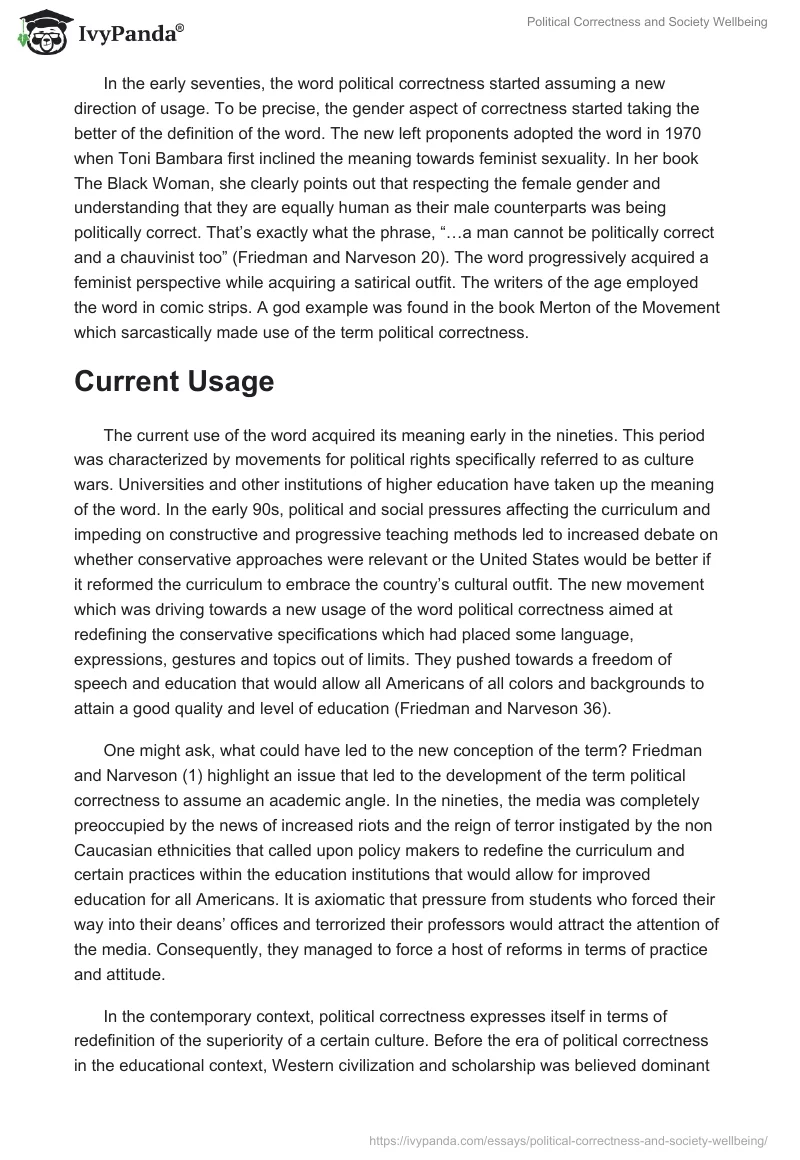 Political Correctness and Society Wellbeing. Page 2