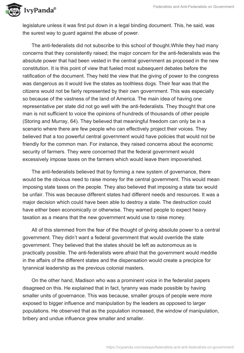 Federalists and Anti-Federalists on Government. Page 2