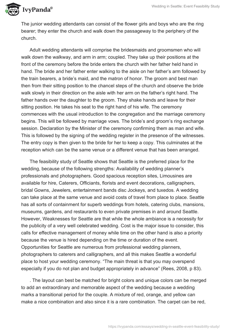 Wedding in Seattle: Event Feasibility Study. Page 2