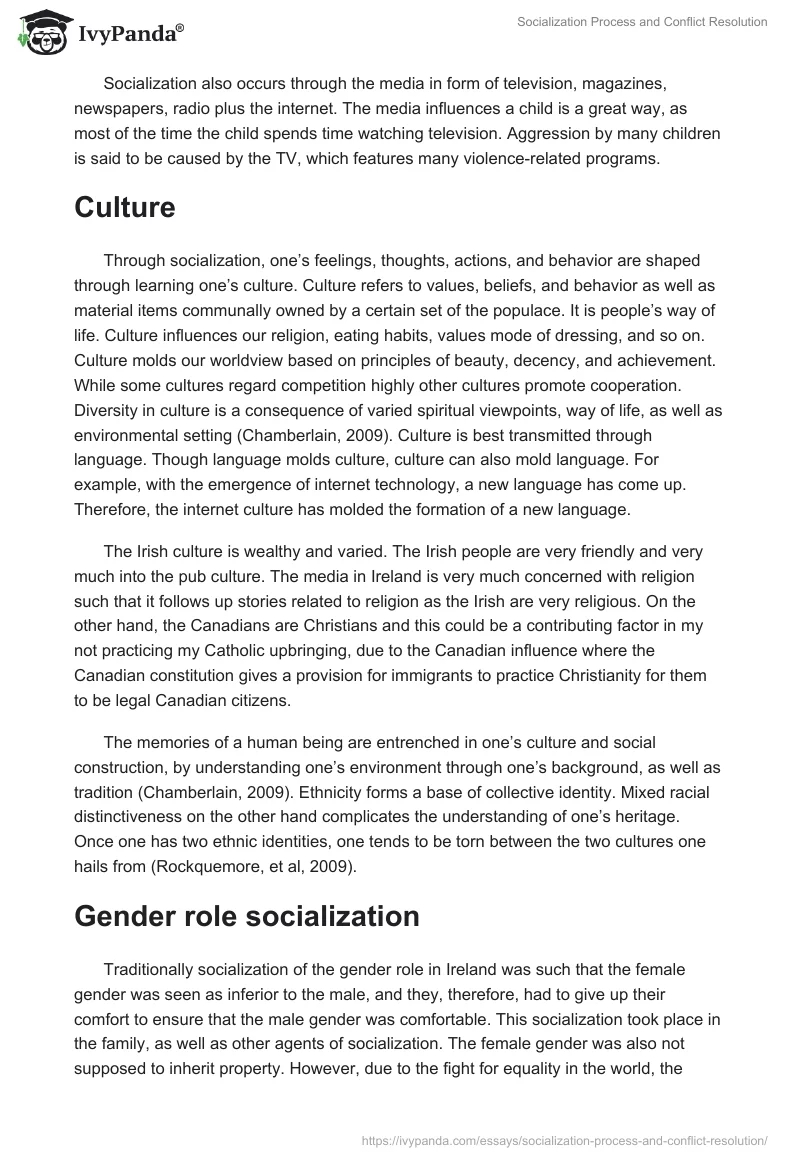 Socialization Process and Conflict Resolution. Page 2