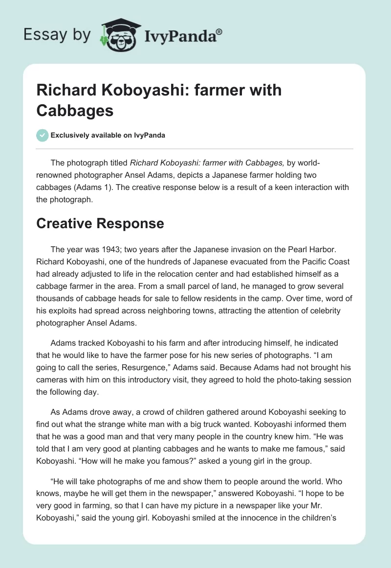 Richard Koboyashi: farmer with Cabbages. Page 1