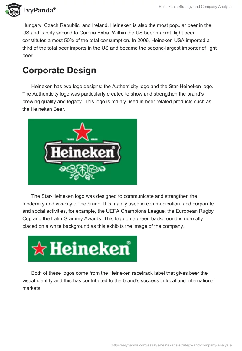Heineken’s Strategy and Company Analysis. Page 2