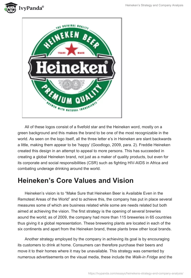 Heineken’s Strategy and Company Analysis. Page 3