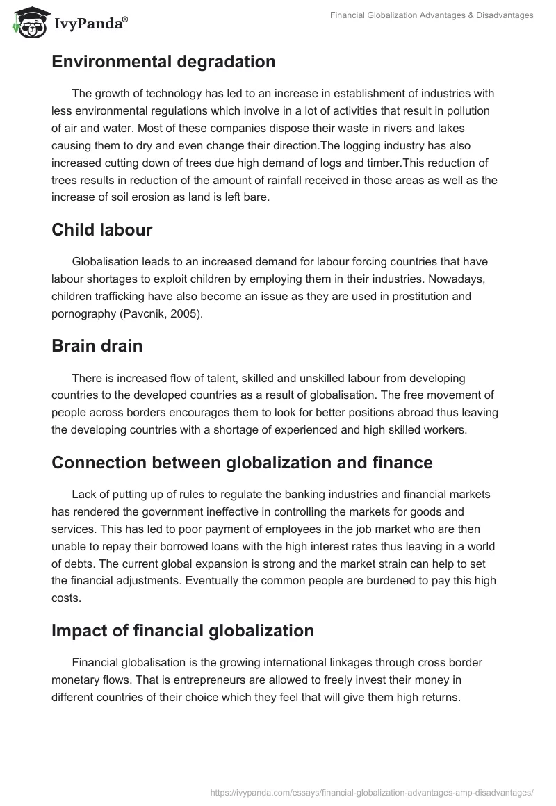 Financial Globalization Advantages & Disadvantages. Page 3