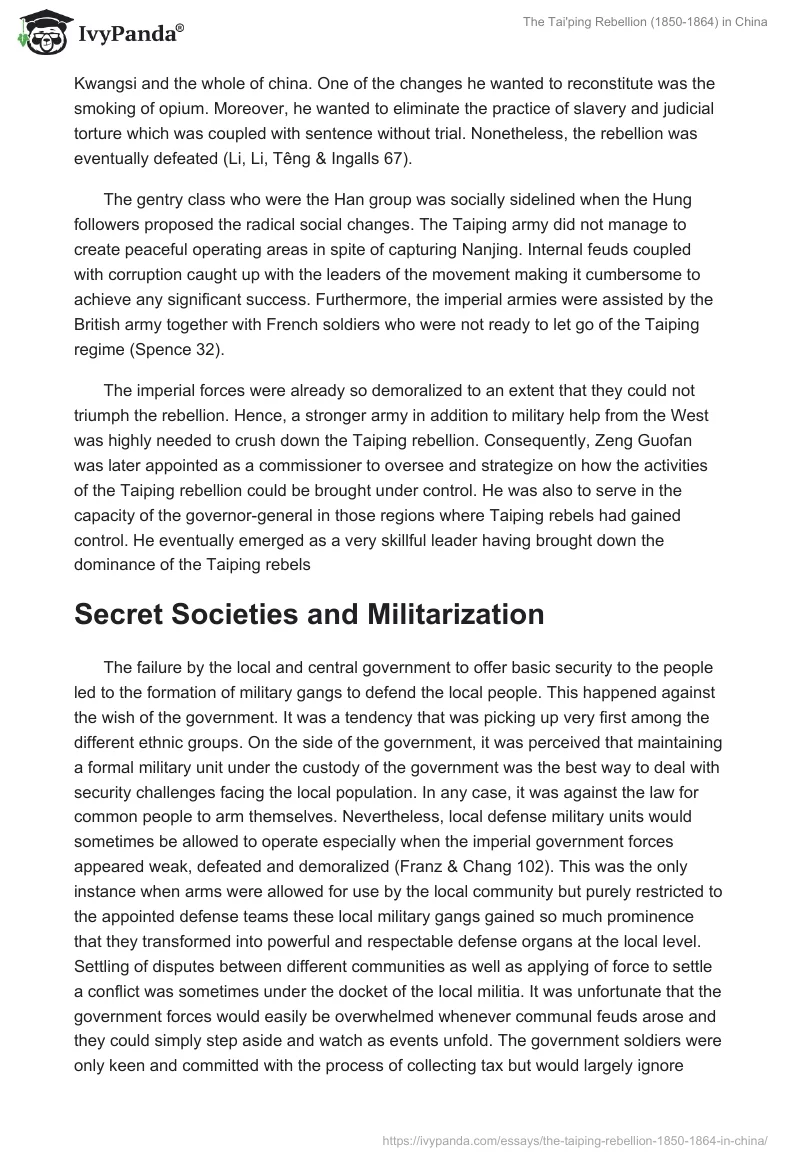 The Tai'ping Rebellion (1850-1864) in China. Page 4