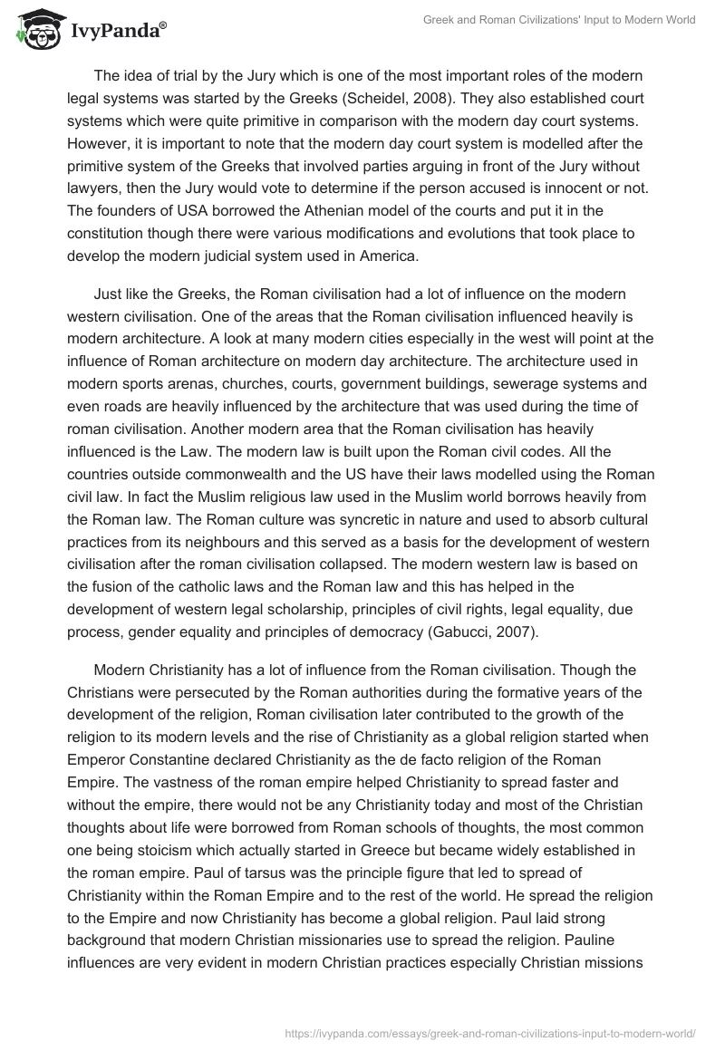Greek and Roman Civilizations' Input to Modern World. Page 3